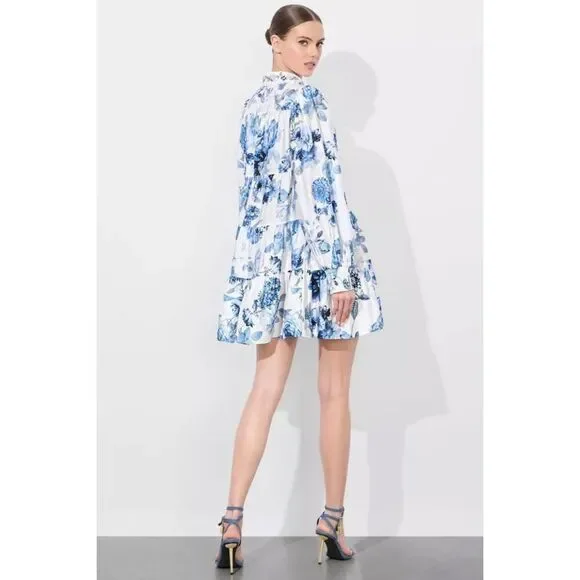 alice and olivia blue and white dress Honey Couture TASMIN Navy Blue Bum Scrunch Lace Up Back Short Formal D main image 1